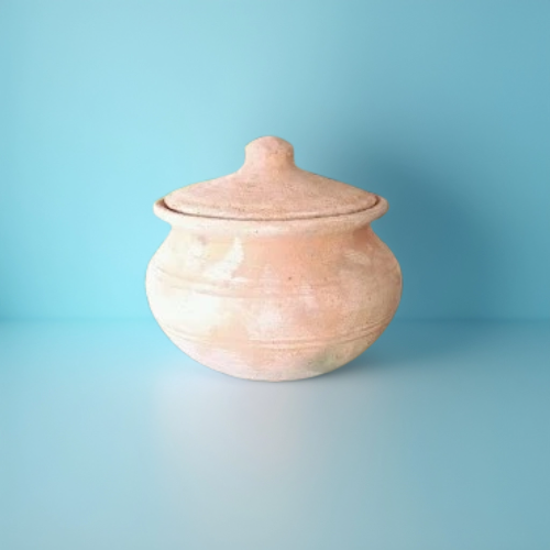 Handmade Clay Pot with Lid for Cooking and Serving