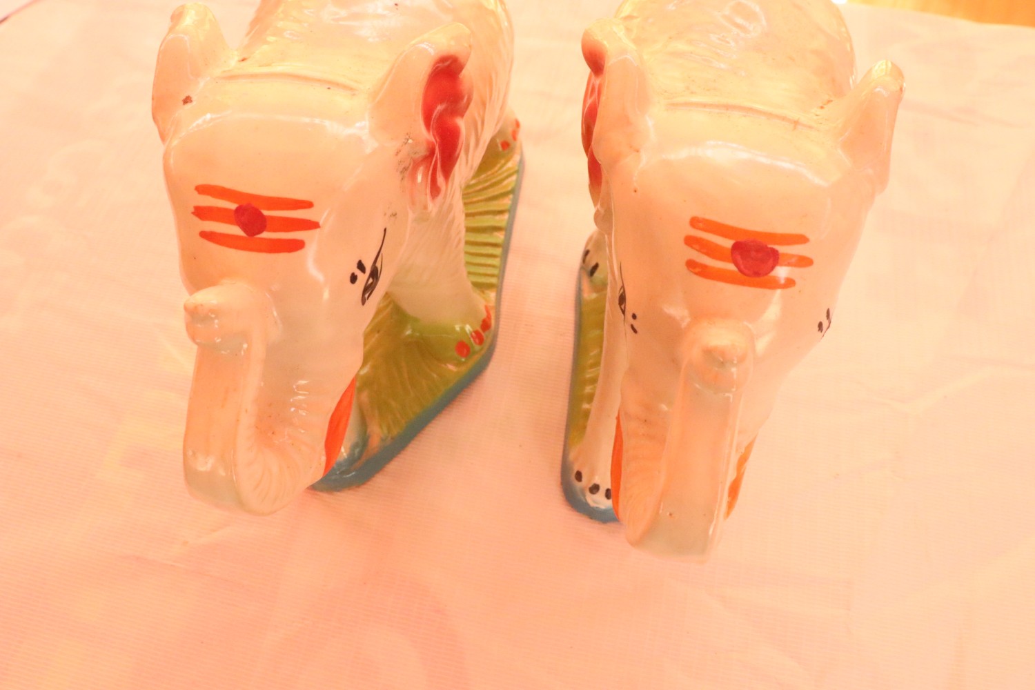 A Pair of Small White Elephant Statues Naidupeta