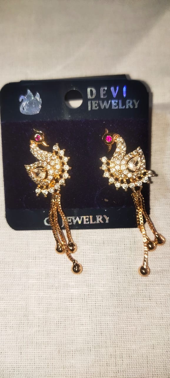 Peacock red stone earrings Venkatagiri