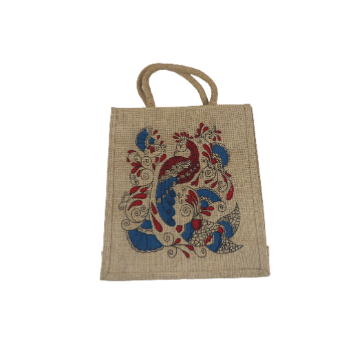 Womens   Peacock Jute Bag Tirupathi