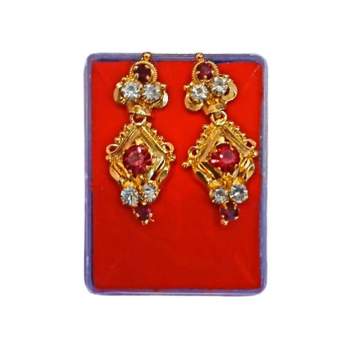 Red Stone Earrings Gudur